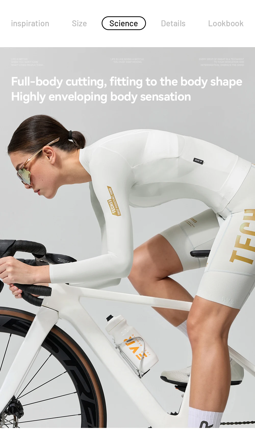 EVR Damen-Rennradtrikot Langarm Sonnenschutz Schnelltrocknend Outdoor-Radtrikot Hochelastisch Atmungsaktiv – Detail 7