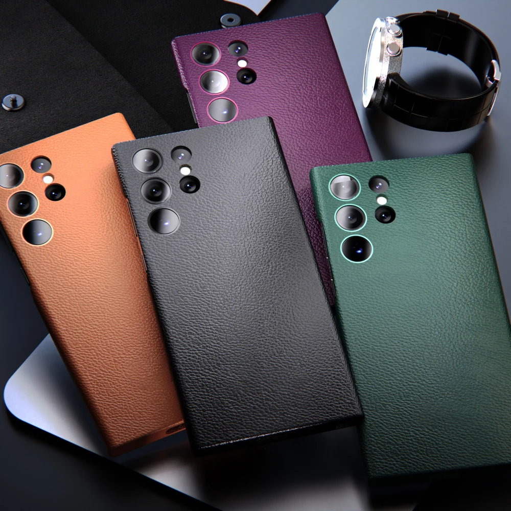 

New Luxury Leather Phone Case for Samsung S23 S21 Ultra S24 S22 Plus 5G Funda High Quality Shockproof Back Cover S23Ultra Case