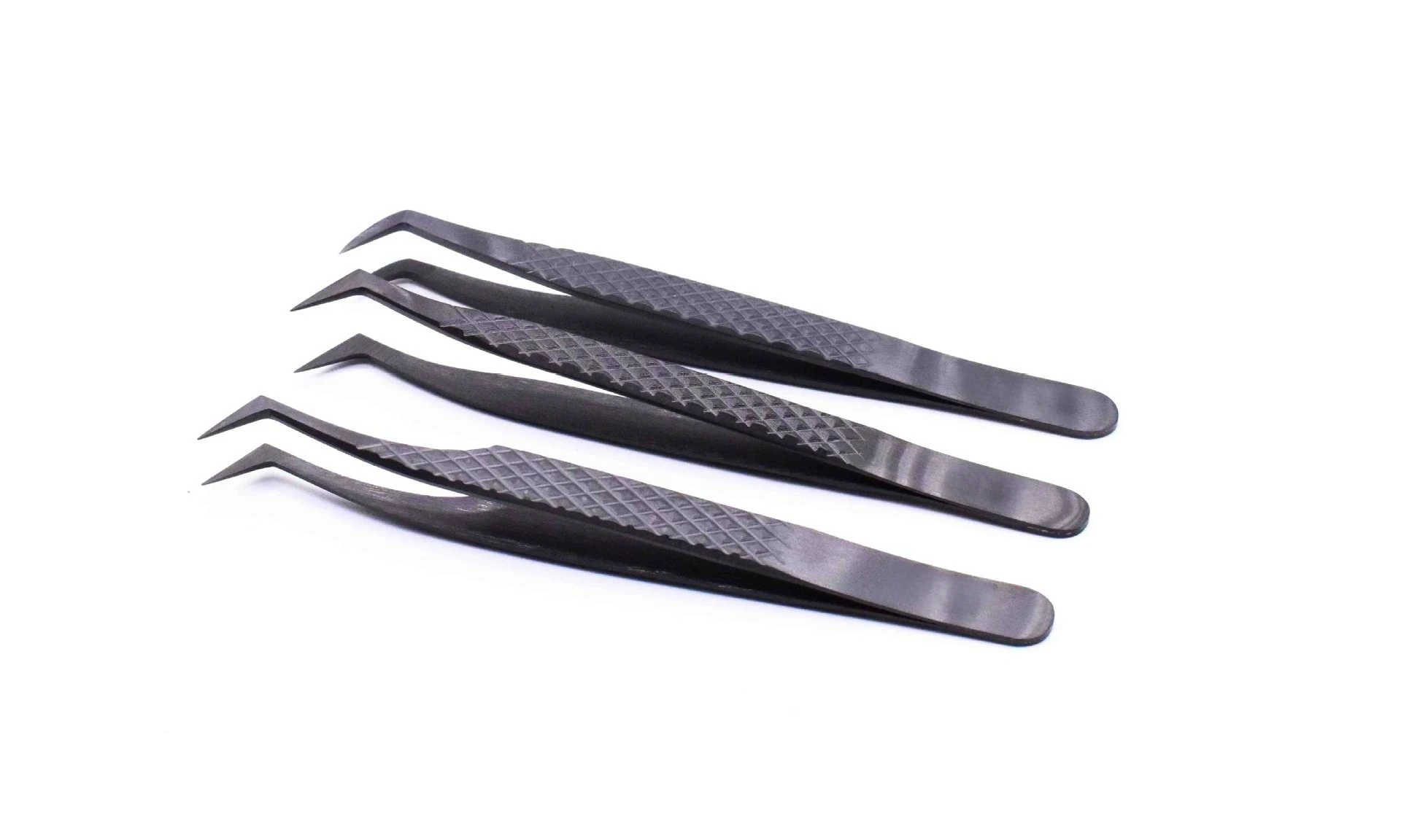 High-end grafted eyelashes and flowering black tweezers with high-precision 304 stainless steel beauty and golden feather clips