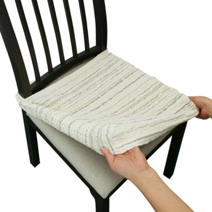 

Heavyweight Cotton Dining Seat Covers for Chairs Set of 6 Woven Stretch Fabric Slipcovers for Dining Room or Kitchen Extra Dura