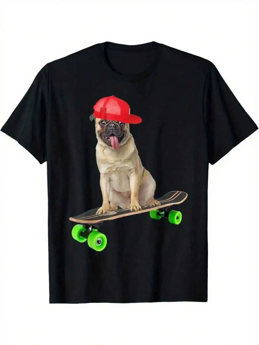 Men's Women's Graphic T-Shirt Cute In Red Cap Skateboard Print, Breathable Medium-Stretch Fabric, All-Season Comfort Fit Black