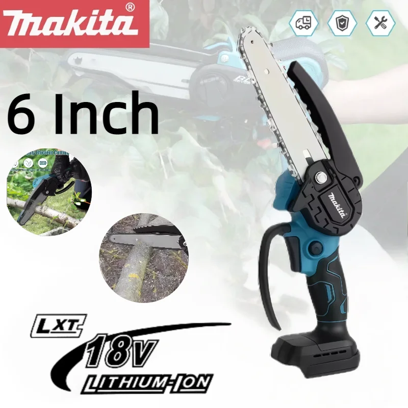 

Makita 6-дюймовая цепная пила с аккумулятором 18 В, электрическая пила, ручная портативная бензопила для лесозаготовок по дереву, электроинструмент для обрезки сада