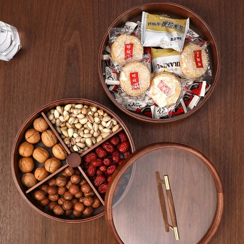 Chinese Walnut Nut Storage Box Light Luxury Sealed Dry Fruit Box Candy High End New Home Living Room Fruit Tray