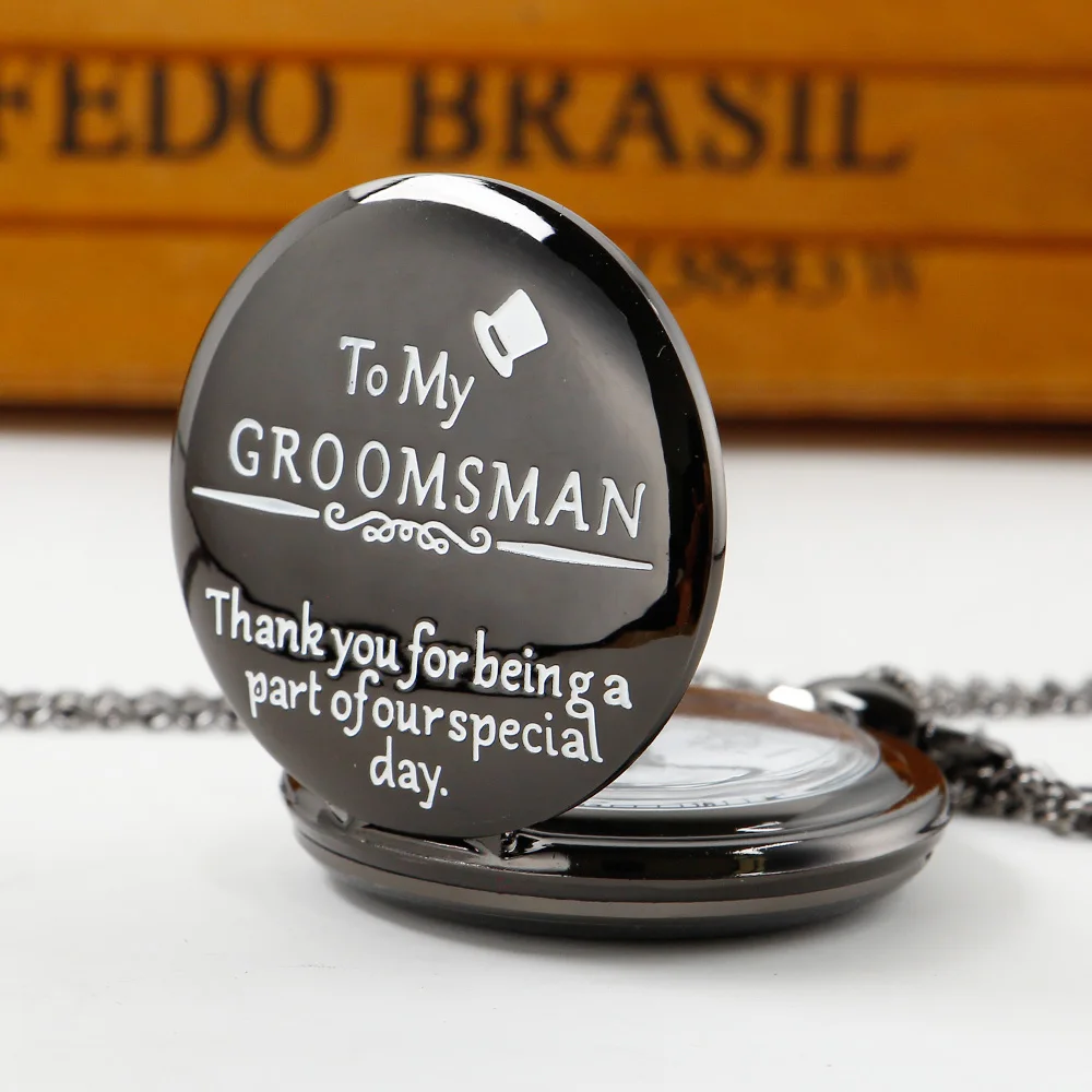 To My Groomsman jam saku kalung Quartz perunggu/hitam hadiah pernikahan antik diberikan kepada suami