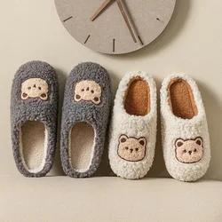 WDZKN-Chinelos de pele peludos bonitos dos desenhos animados para mulheres, sapatos de algodão, quente, interior, quarto, casa, inverno, moda