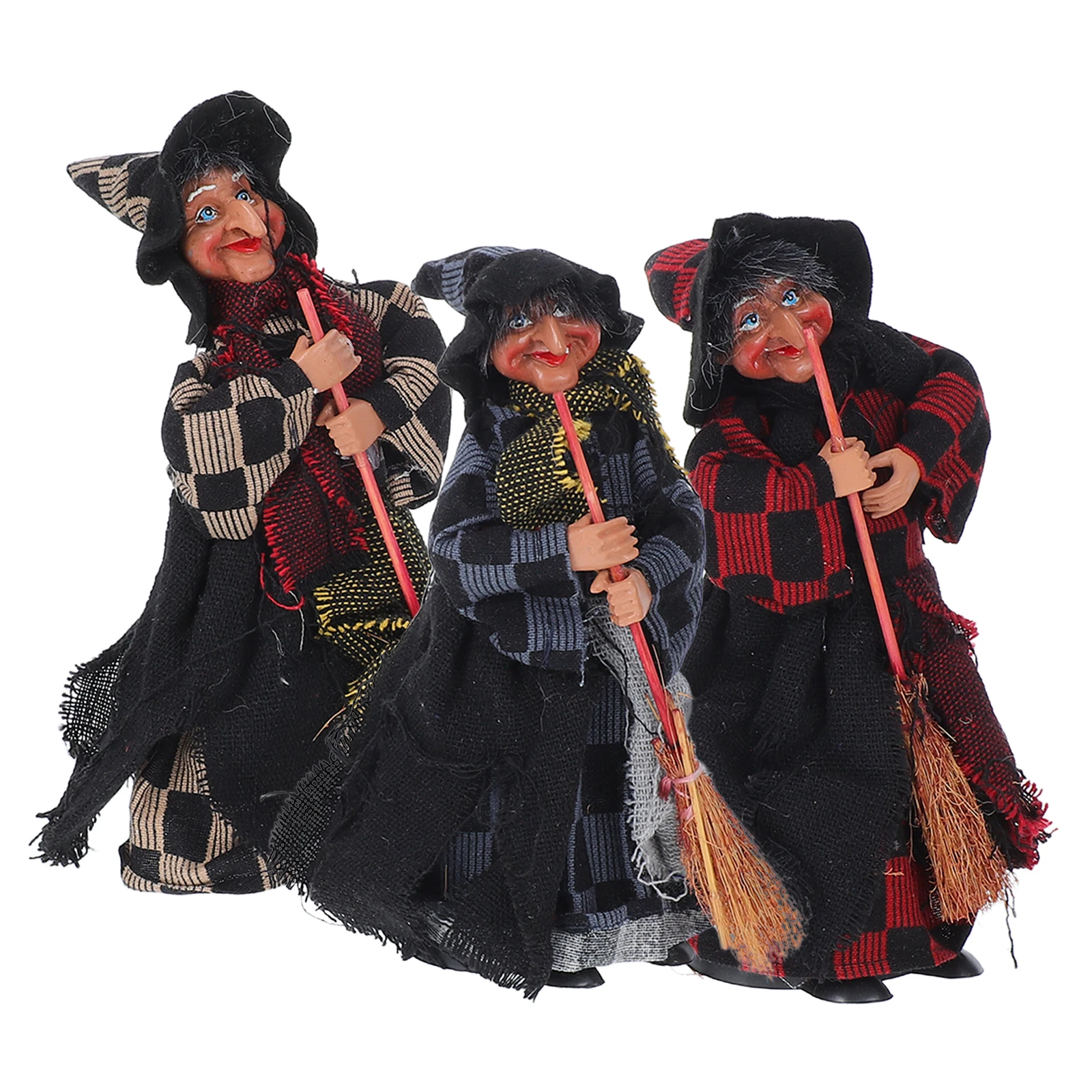 

Halloween Witch Ornaments Hanging Flying Haunted Flight Spooky Plastic Broomstick Props Sculptures
