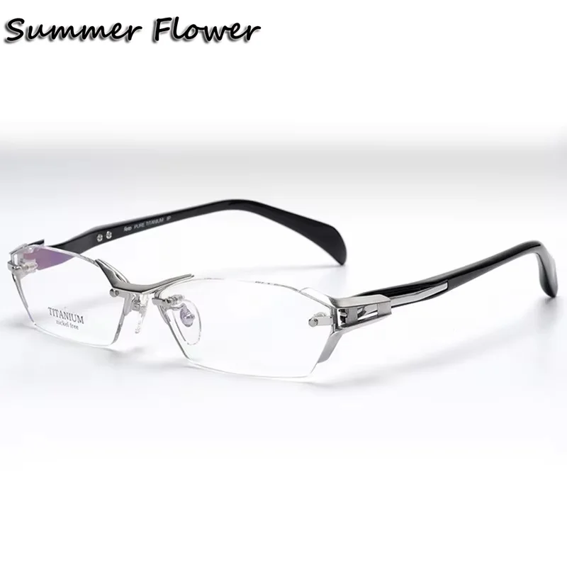 

Мужская оправа для очков из чистого титана, ультралегкие оптические очки для индивидуальных линз по рецепту