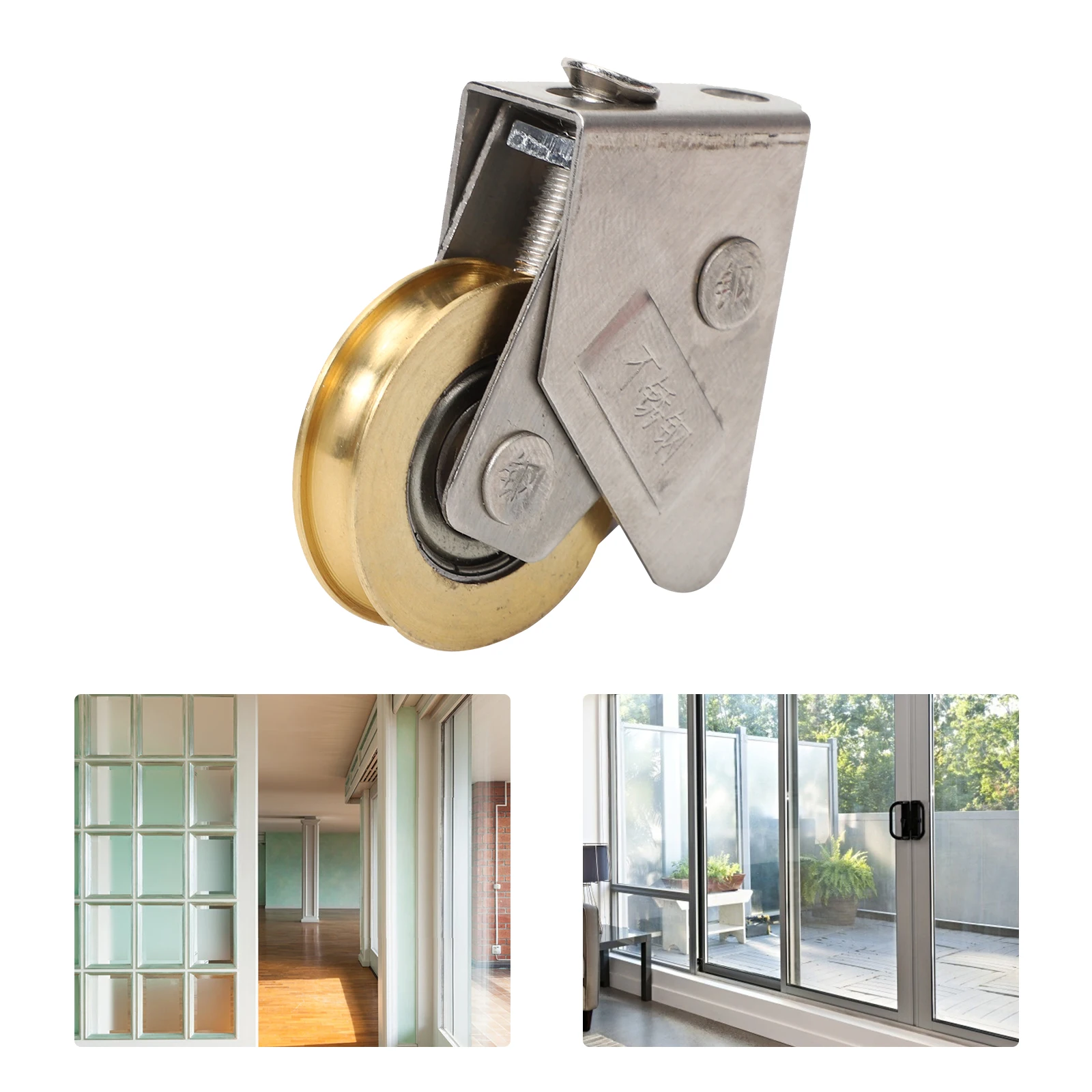 

2pcs Sliding Door Bearing Roller Heavy Duty Copper Wheel Wide Diameter Load-Bearing Door Track Roller Assembly Durable Rust