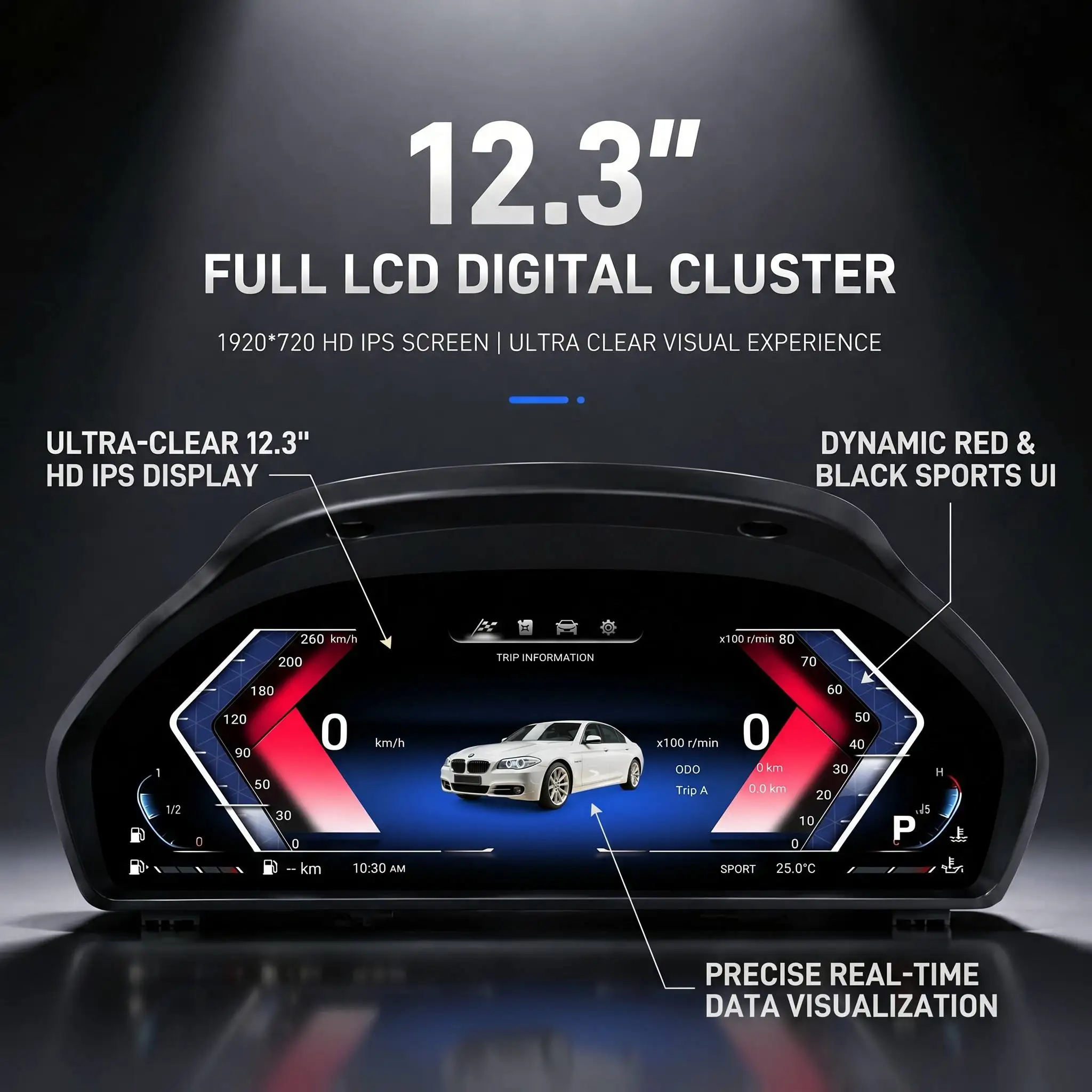 New Elite Series 3 4 Series F30 F32 Digital Instrument Cluster 12.3 Inch Wide Temperature Range Retrofit Dashboard Styling
