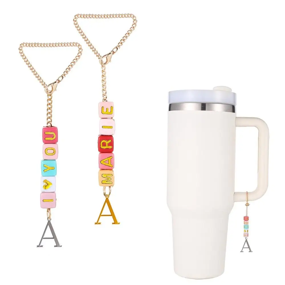 Cherry Blossom Letter Charm Accessories for Stanley Cup Initial Name ID Personalized Handle Charm for Stanley Tumbler