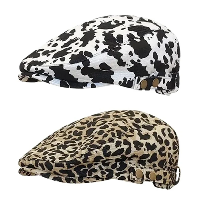 Girls Subculture Cow Pattern Painter Hat Artist Hat Gift for Halloween Drop Shipping