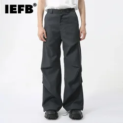 IEFB Men's Casual Suit Pants American Style Pleated Mopping Design Solid Color Zipper Opening Versatile Trendy Trousers 9C5821