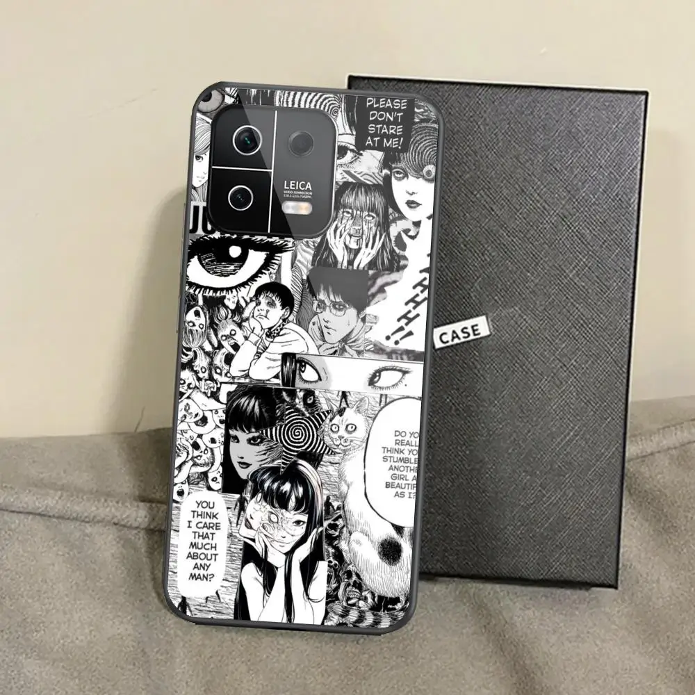 Junji Ito Tees Horror Phone Case For Xiaomi 14 Ultra 14 13T 13Pro 13 12T 12 11T 11i 11 Black Glass case