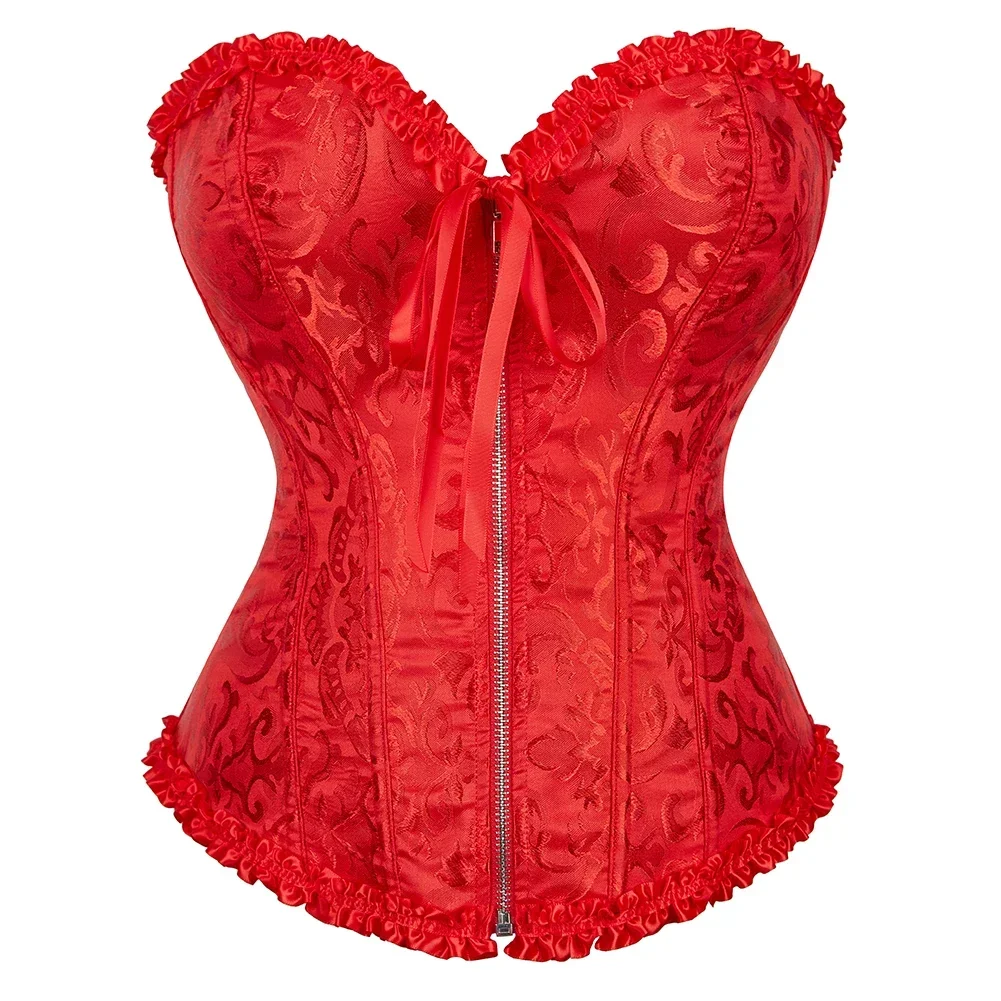 Corsets Bustiers Sexy Women Top Blouse with Zipper Corset Overbust Plus Size Floral Vintage Gothic Corsetto