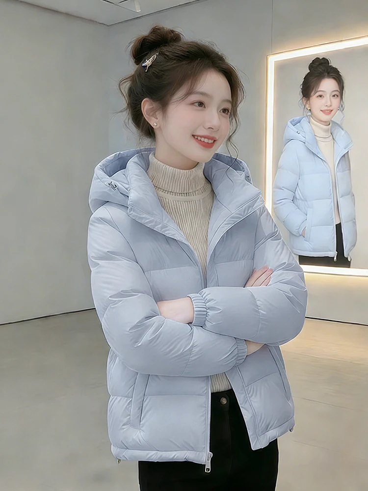 

Winter Thiened Warm Cotton Jaet Women's Faionable down Cotton Coat Hooded Outerwear Commute Korean Sle Loose Fit