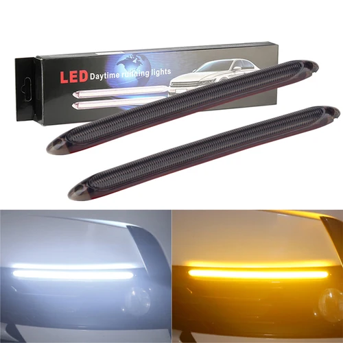 2 × señal de giro diurna tira de señal de giro de coche que fluye barra de tira LED lámpara de señal intermitente drl luz de circulación diurna 12v Universal