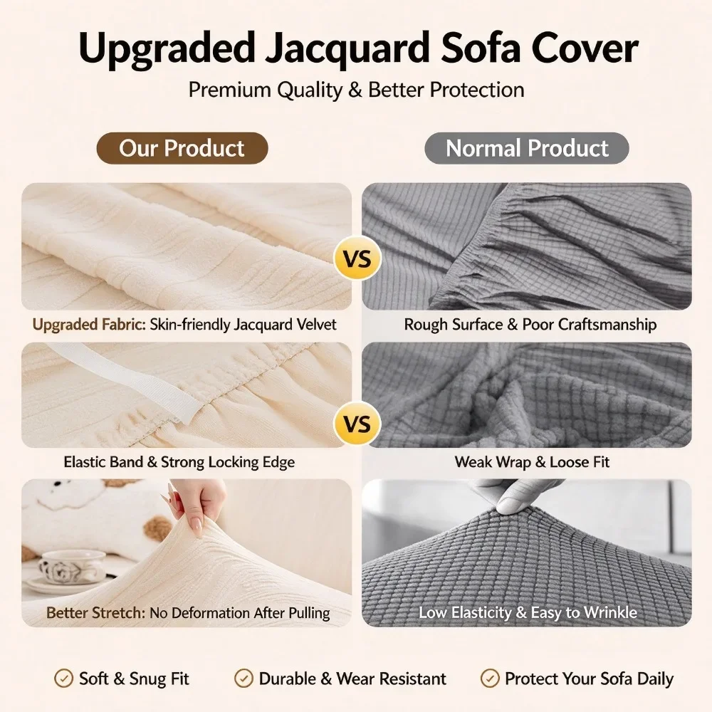 High Stretch Full-Wrap Sofa Slipcover,Soft&Skin-Friendly Fabric,Fits1/2/3/4Seater Sofas,Full-Wrap Seat Cushion Cover소파 커버를 전부 싸다
