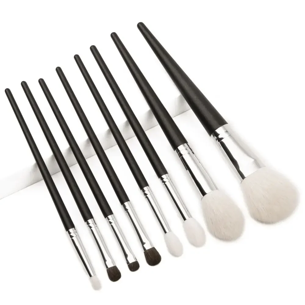 ONE ORCHID Pro 8 Pcs Goat Hair Powder Highlighting Makeup Brushes Pencil Tapered Crease Blending Shader Eyeshadow Cosmetic Kit