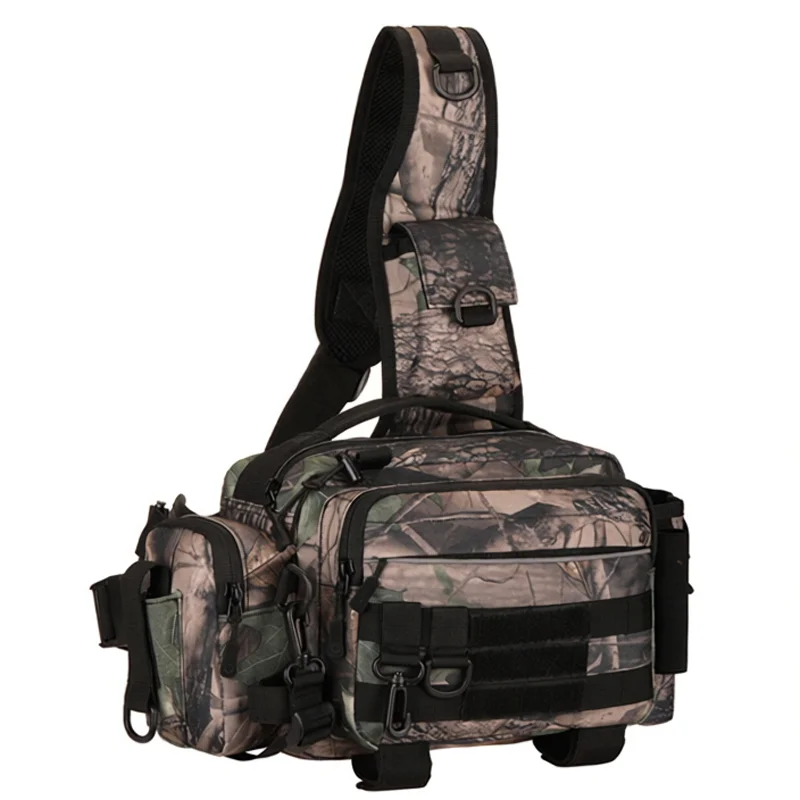 Waterproof Fishing Tackle Bag Rod Holder Outdoor Crossbody Sling Bag For Fishing Hiking