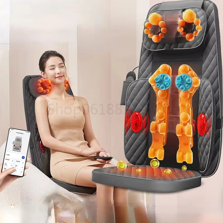 

Upgrade Electric Full Body Massage Chair Neck Waist Back Massage Cushion Heat Vibrate Kneading Leg Massage Pads Seat Relaxation