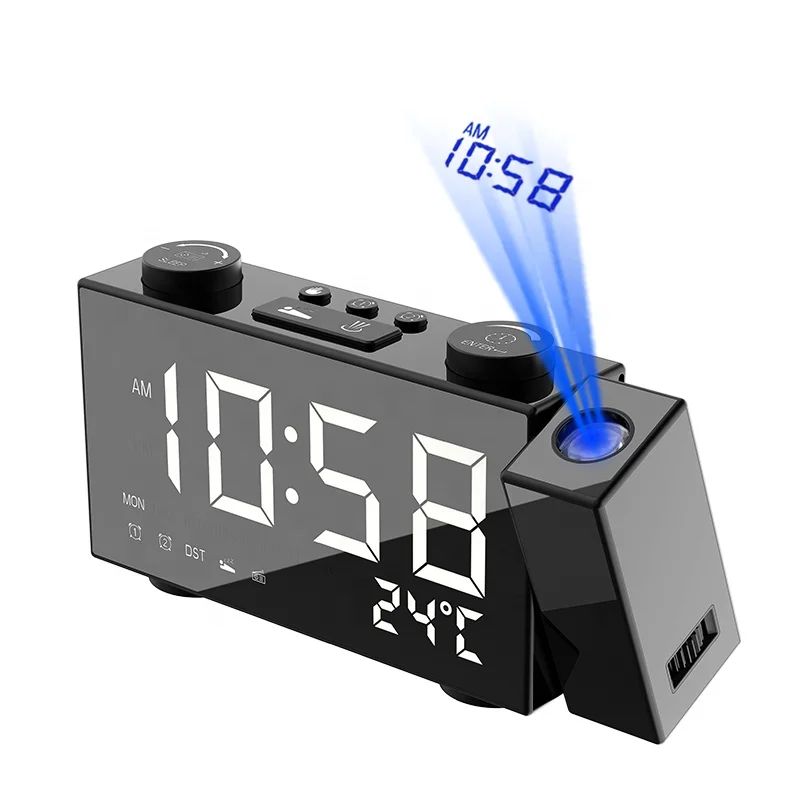 

New LED Wake up Smart Table Clock Kids Gift Home Decoration Projection Alarm Clock With FM Radio