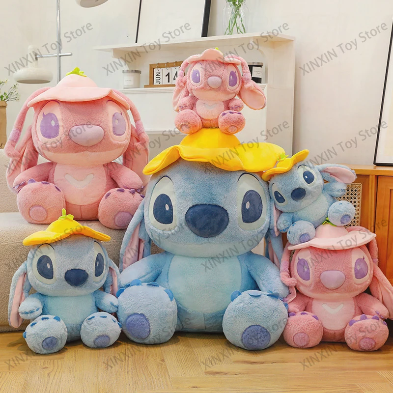 

60cm Kawaii Disney Stitch Stuffed Doll Anime Plush Toy Kids and Adults Birthday Gift Cute Leaf-Themed Angel Stitch Plush