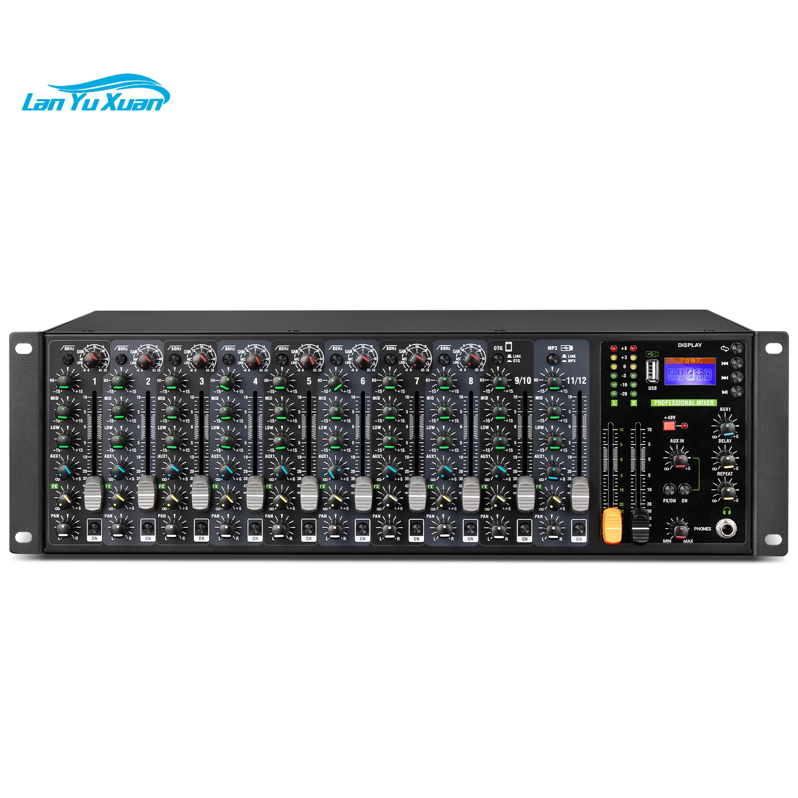 

D120M Professional 12-Channel Rack-Mounted Audio Mixer Embedded with Analog Effect Console for Audio Video & Lighting