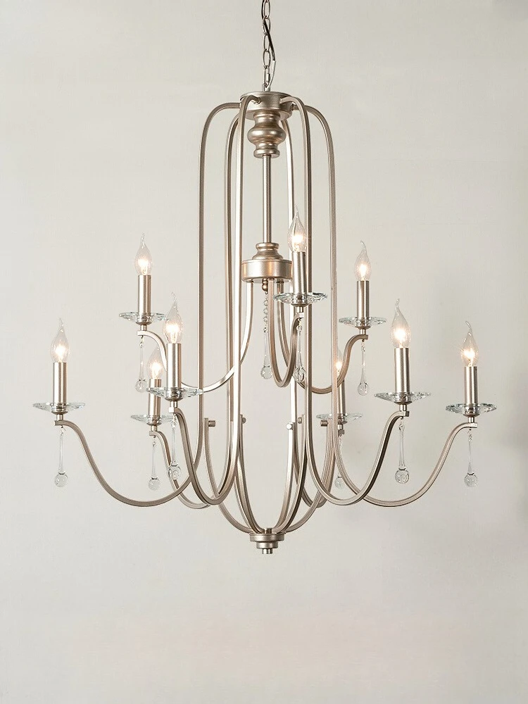 Living Room Villa Duplex Building French Light Luxury American Iron Art Creative Crystal Homestay Restaurant Lighting