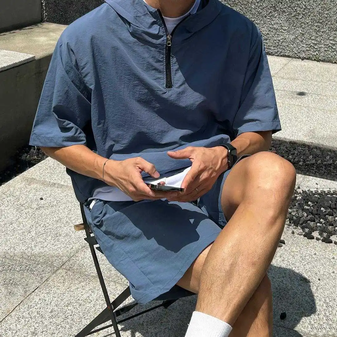 summer-quick-dry-sportswear-set-men's-short-sleeve-t-shirt-thin-straight-five-quarter-shorts-casual-sportswear-ensemble