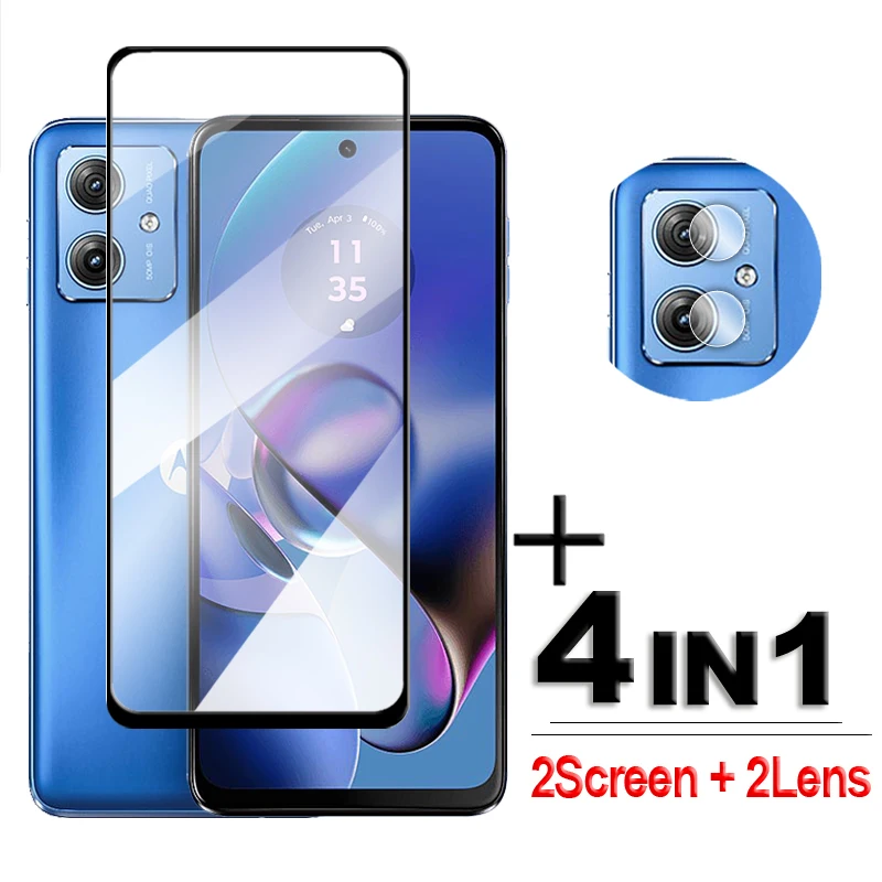 4in1 For Motorola Moto G64 Glass For Moto G64 Tempered Glass 2.5D Full Cover Screen Protector Motorola Moto G64 Film 6.5 inch