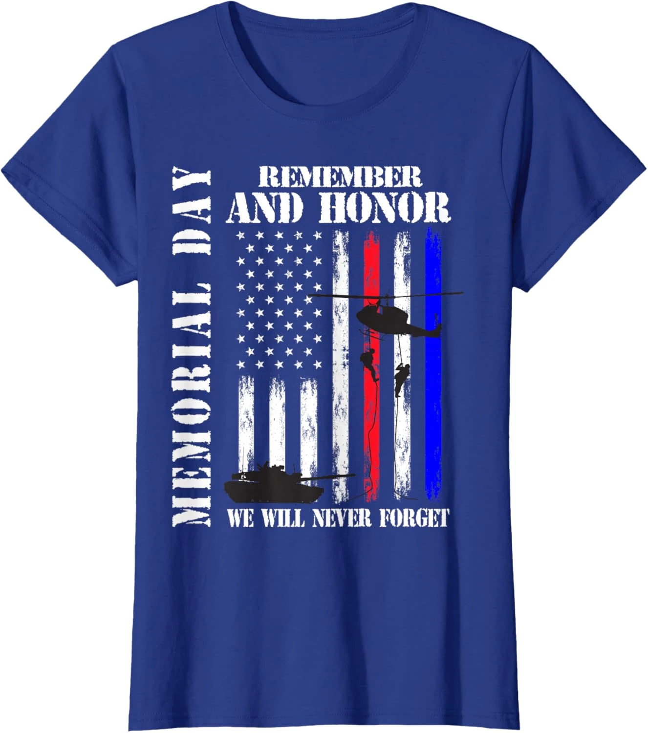 Memorial Day Remember Honor Never Forget Veteran USA Flag design-100% cotton O-neck short sleeve printed men's T-shirt.