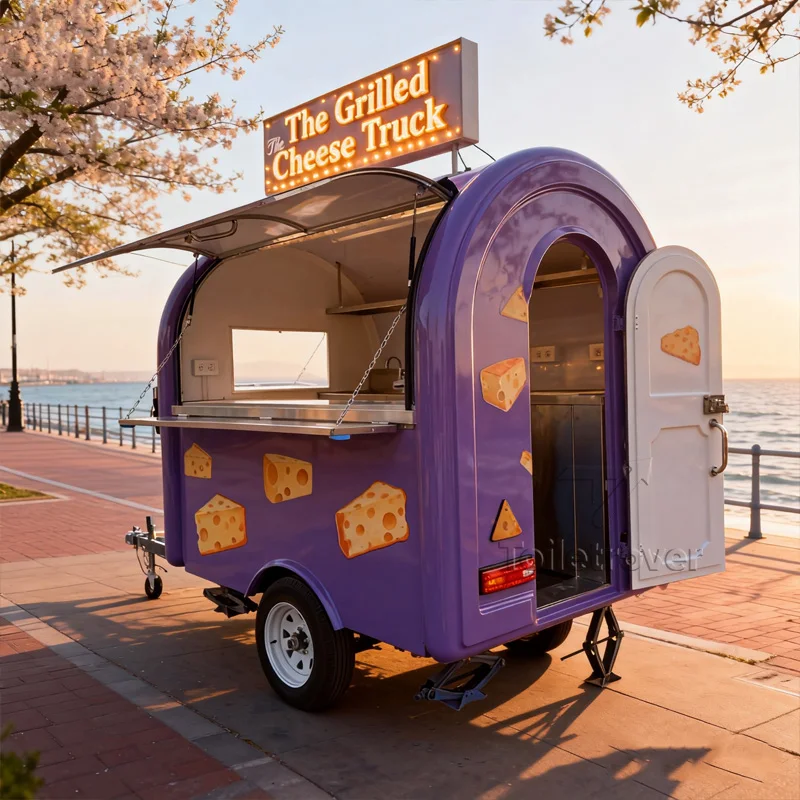 

Outdoor Commercial Food Truck Trailer Waffle Ice Cream Crepe Dessert Pancake Airstream Food Trailer with Full Kitchen Equipment