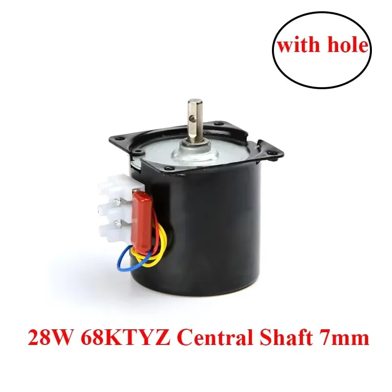 68KTYZ 28W Permanent Magnet Synchronous Gear Motor AC110V/220V High Torque Center Shaft 7MM Motor for Display Turntables BBQ