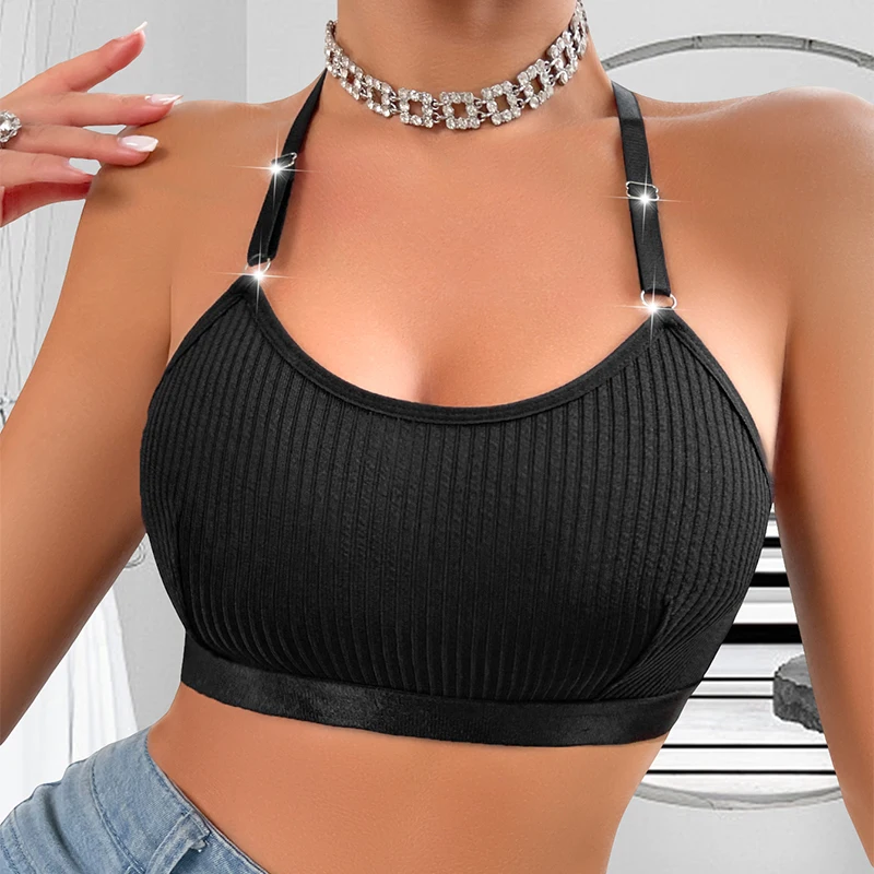 مثير حمالات الصدر مضلع عارية الذراعين حمالة الجوف خارج الصلبة النساء الملابس الداخلية تنفس بروتيل موضة جديدة أفضل بيع السيدات حمالات الصدر #4