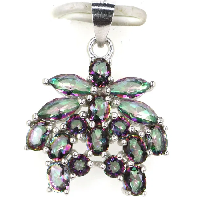 25x19mm Fantastic 2.3g Pink Morganite Multi Color Citrine Smoky Topaz Aquamarine Pink Mystical 925 Solid Sterling Silver Pendant