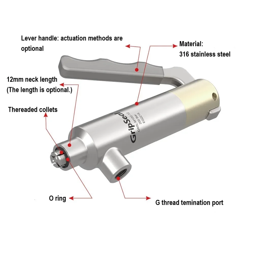 GripSeal G80 316 stainless steel female thread quick connector for pressure and leak test internal threaded joint fast test