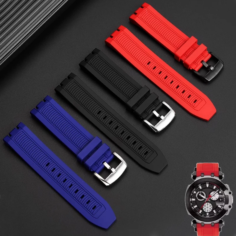 

Спортивные силиконовые резиновые ремешки для часов серии Tissot Racing T115417A, специальный ремешок для часов с двойным вырезом T115.427, мужская цепочка для часов