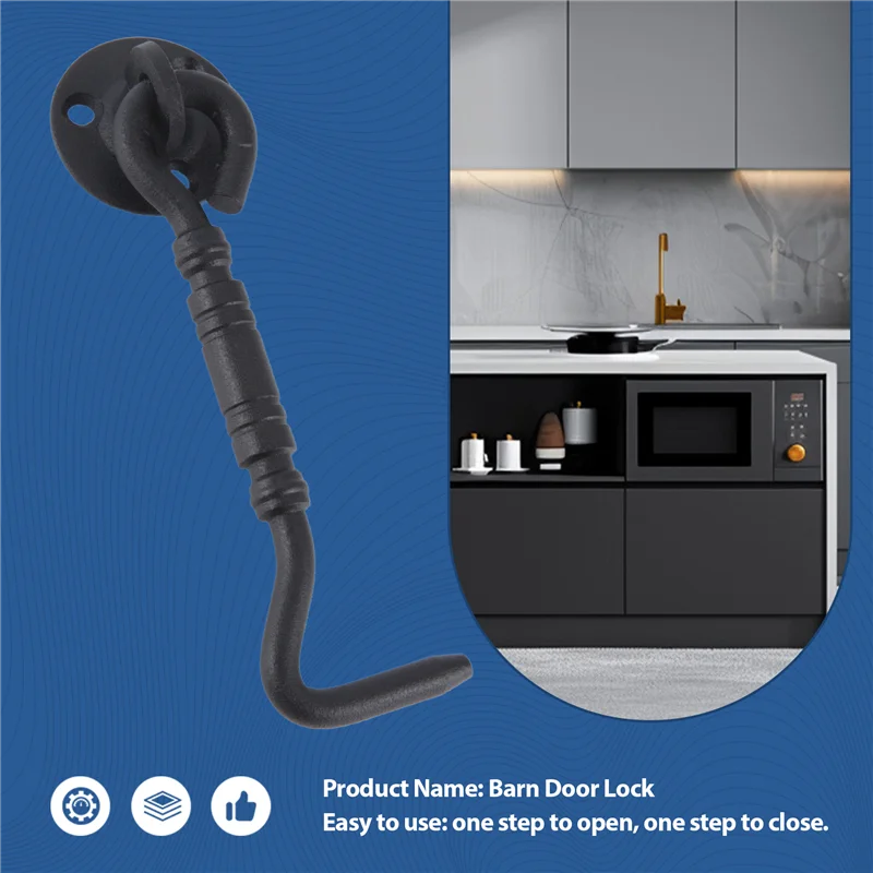 AED6-Barn Door Lock, 4 Inch Stainless Steel Door Hook & Eye Latch With Mounting Screws, Door Lock Latch For Sliding Door