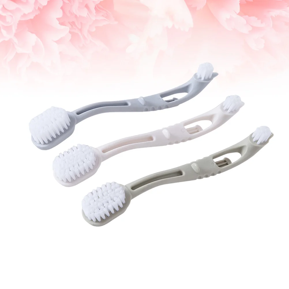 

3Pcs Anti-Slip Shoes Cleaning Brush Long Handle Multifunctional Laundry Double Head Grey Green Beige Shoes Anti-Slip