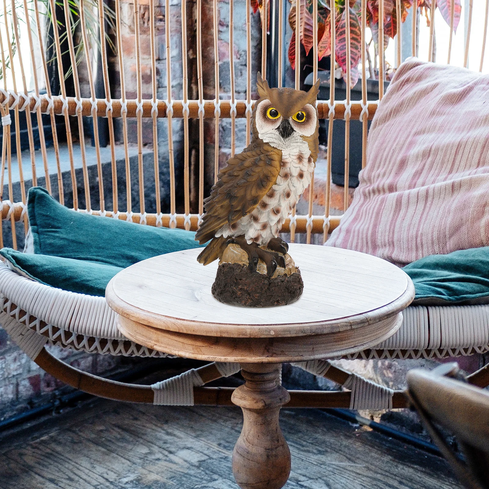 

Miniature Decorations Owl Resin Crafts Garden Ornaments Outdoor Light Brown Figurine