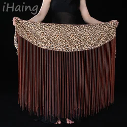 Tribal Dancewear Fringe Hip Scarf Leopard Print Belt Skirt for Women Festival Rave Outfit Belly Dance Stage Clothes Costume