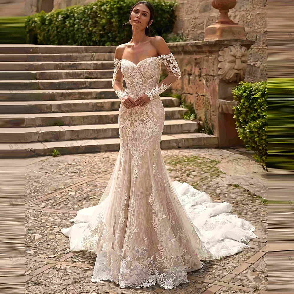 Glamorous Wedding Dresses Luxury Bridal Gowns Lace Appliques Off The Shoulder Robes For Women Customized Vestidos De Novia 2026