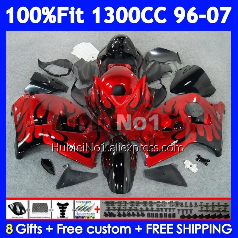 Red flames Fairing For SUZUKI GSXR 1300 CC Hayabusa GSXR-1300 126No.202 GSXR1300 96 97 98 99 00 01 2002 2003 2004 2005 2006 2007