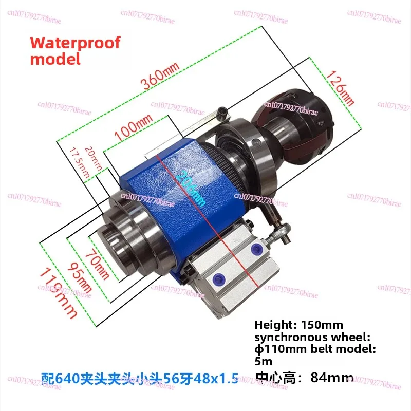 640 Small Bedside Box Assembly, Indexing Head, Synchronous Pulley, Spindle Rotation, Pneumatic Clip Seat