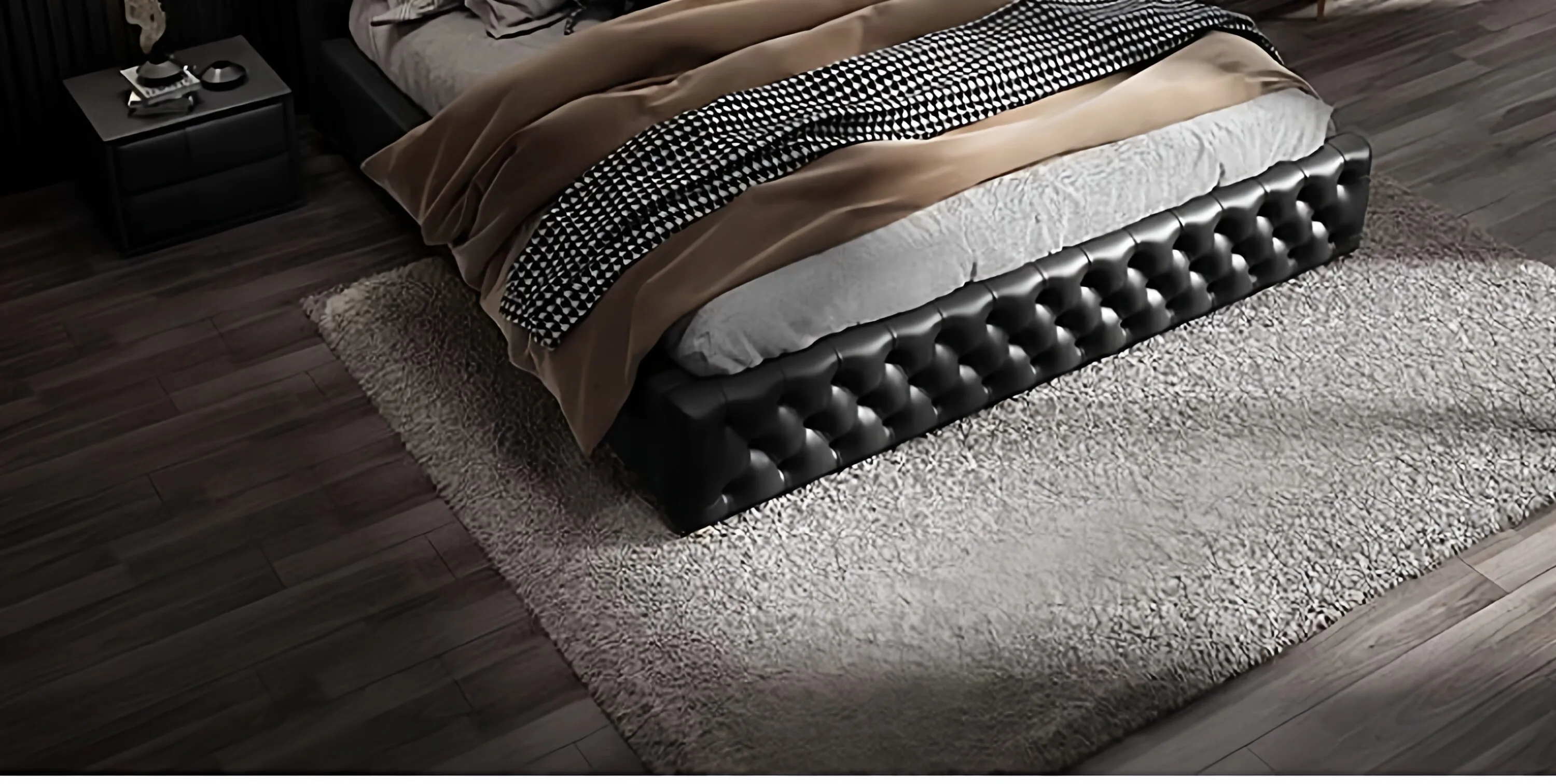 180x200cm schwarze Lederbetten und Doppelbetten in Kingsize-Größe, Ehebett für 2 Personen, Kopfteil in Queen-Size, Hotelmöbel – Detail 7