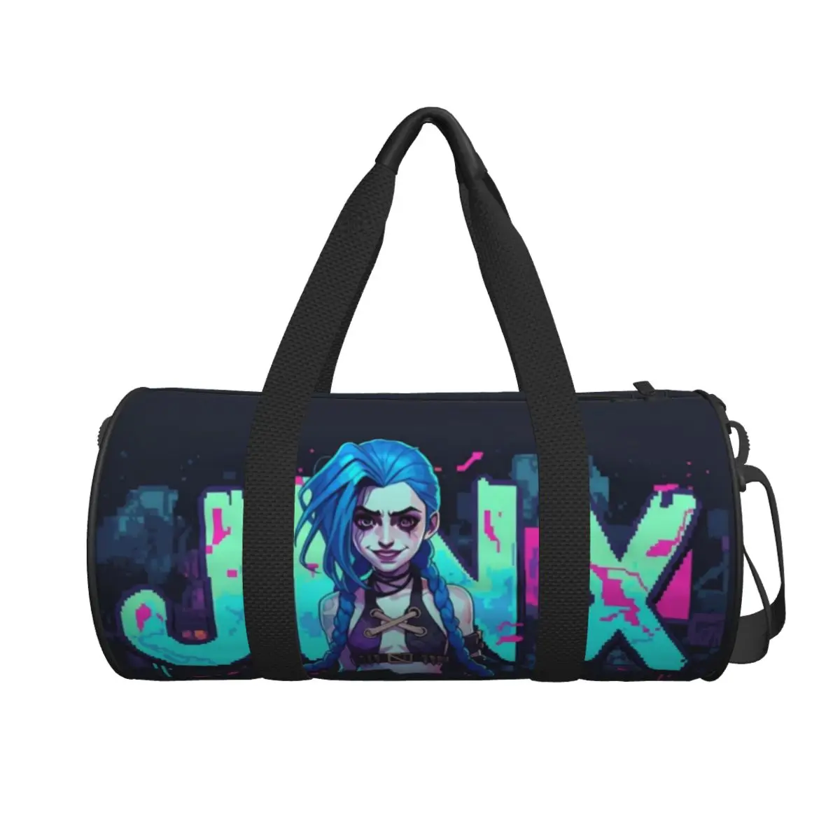 Round Large Capacity Travel Duffel Bag Arcane J-Jinx LOL Male Female Large-Capacity Hand Luggage Sports Fitness Bag