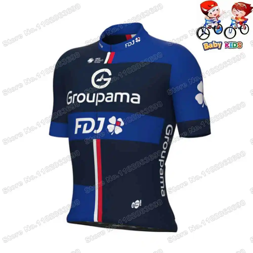 2025 Kids FDJ Cycling Jersey Set France Pro Team Boys Girls Cycling Clothing Children Road Bike Shirt Suit Bicycle Pants Maillot