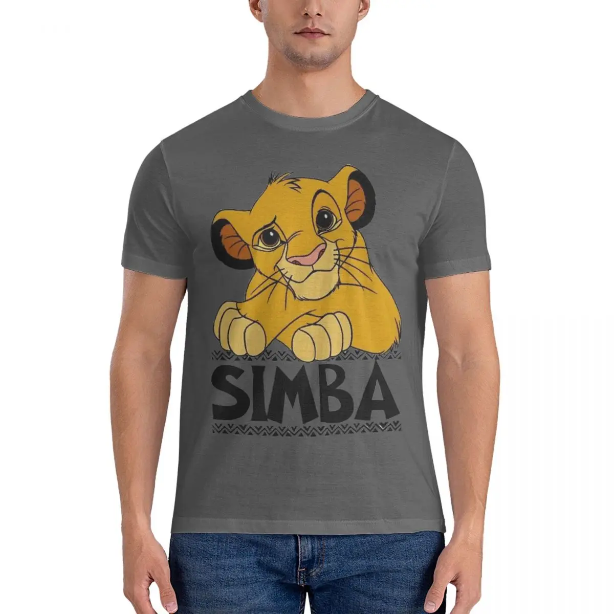 Men's T-Shirts Cute Simba Leisure 100% Cotton Tees Short Sleeve Disney｠The Lion King｠Film T Shirt Round Neck Clothing Adult