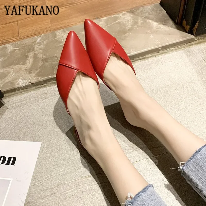 2024 New Women Low Heel Slippers Fashion Mules Shoes Pointed Toe Slides candy color Sandal Ladies Slides Flip Flop Zapatos Mujer