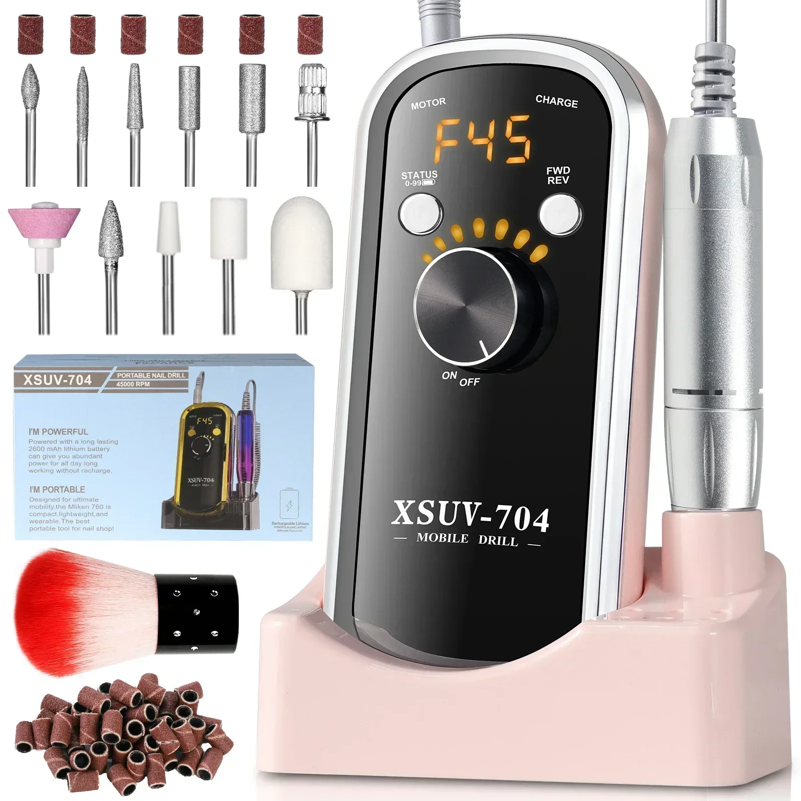 Professional Rechargeable Electric Nail Drill 40000 RPM,Portable Nail File With Storage Stand For Acrylic Gel Polishing Removing